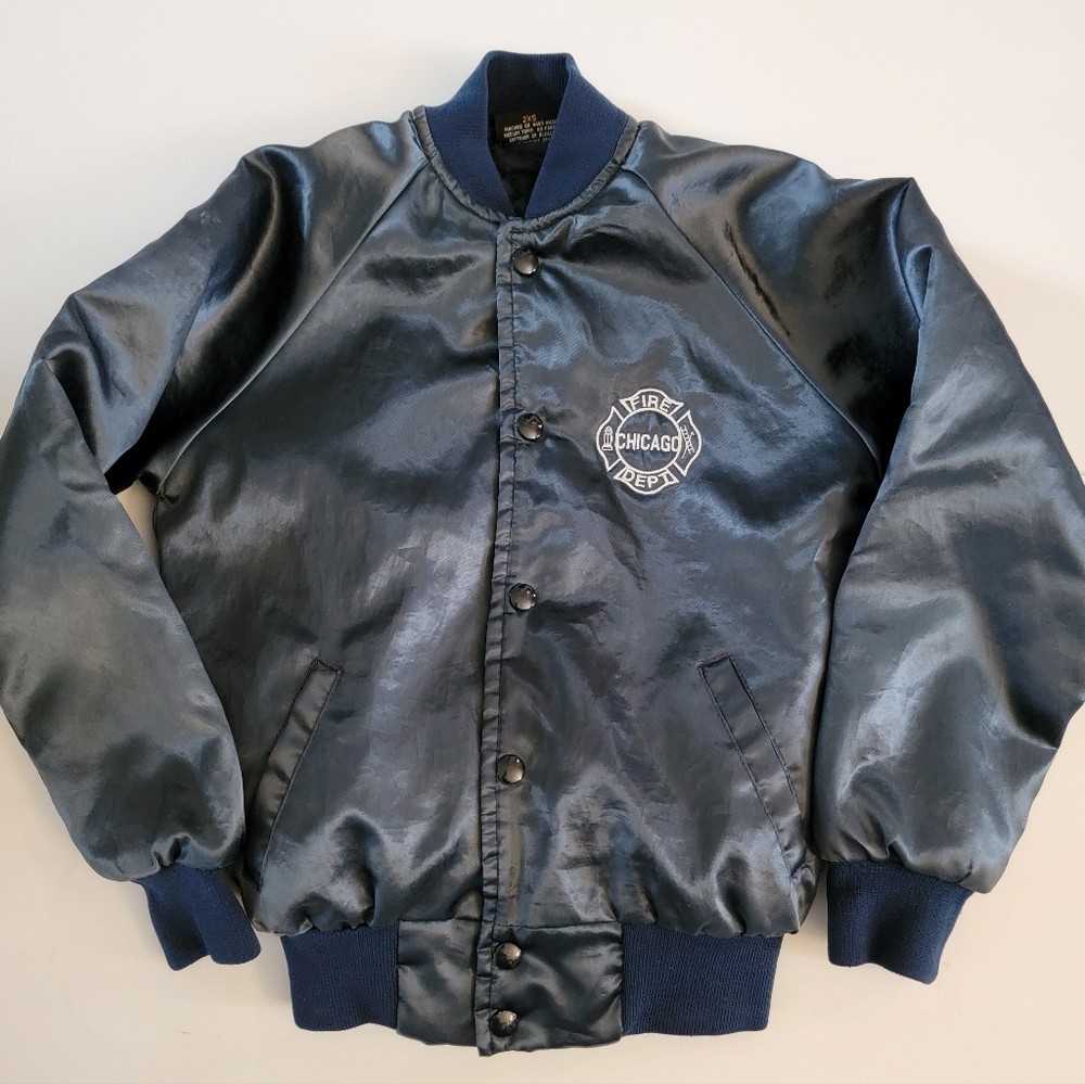 Vintage Chicago Fire Department Bomber Jacket Kids 2XS Embroidered Ax Logo